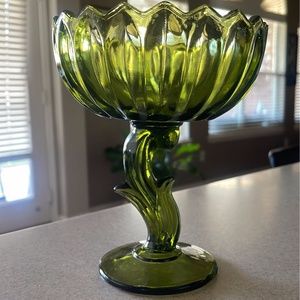 Depression Glass Lotus Bloom Pedestal Candy Dish